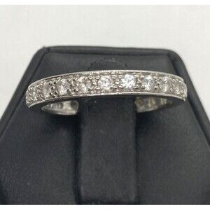 Vintage‎ RP 925 CZ Eternity Band Ring Size 8.75 Sterling 925 Silver 3g - 3.5mm